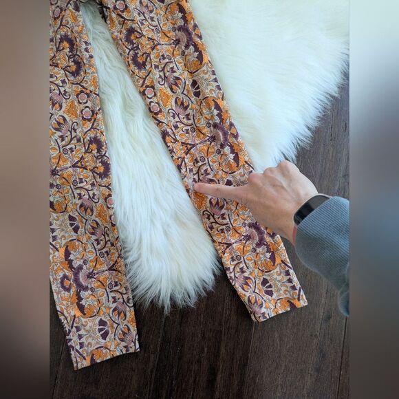 Liquido Orange Pink Purple Floral Leggings S Small High Rise Waisted - Picture 3 of 8